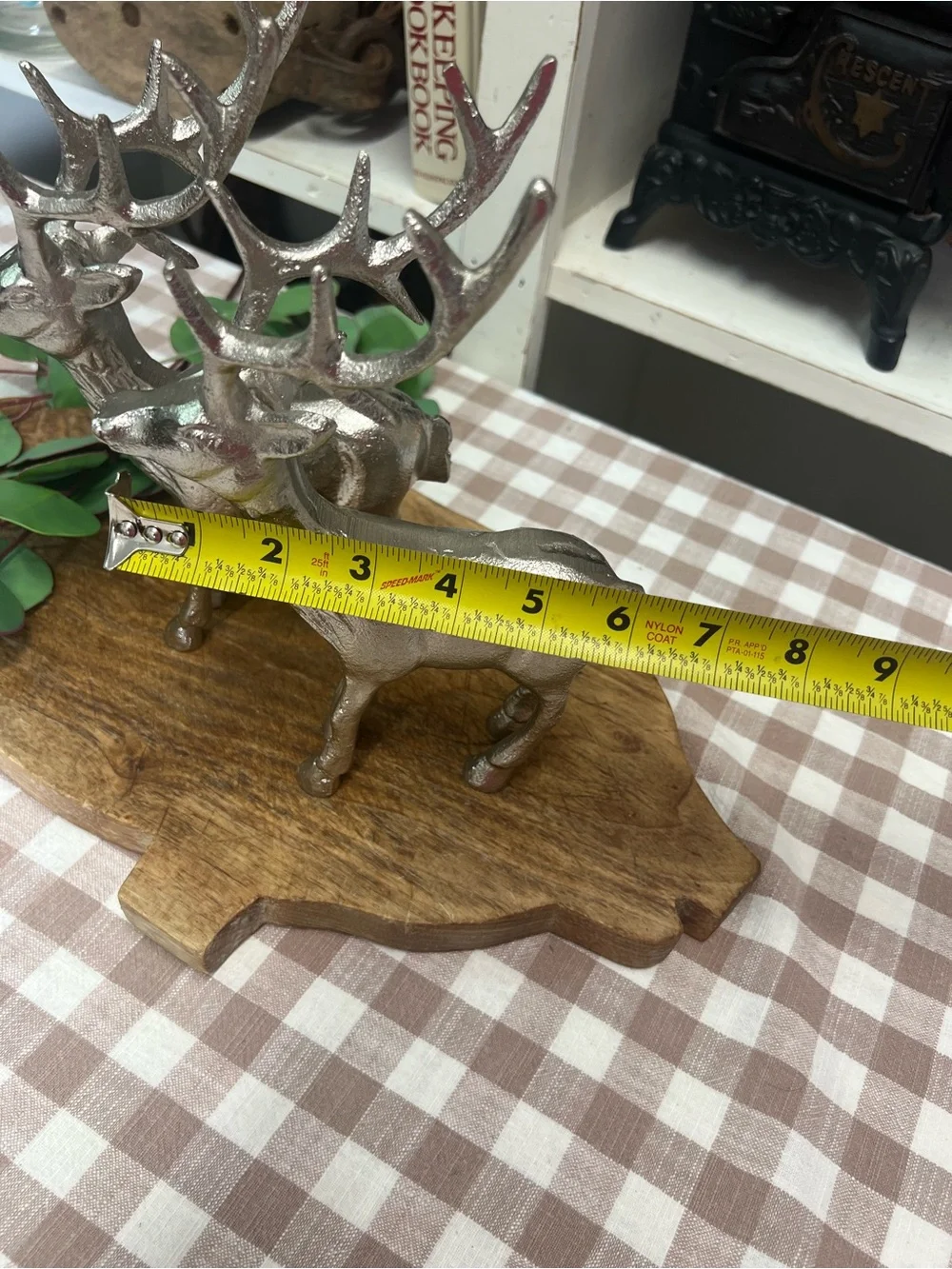 Metal deer silver tone buck decor